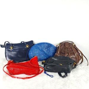Vintage Bundle of 5 purses chain mail, gator and leather shoulder and crossbody